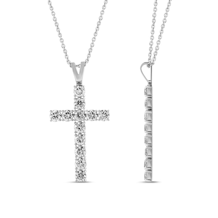 3 Ct Diamond Cross Pendant Necklace 925 Silver - Dewberry Diamonds