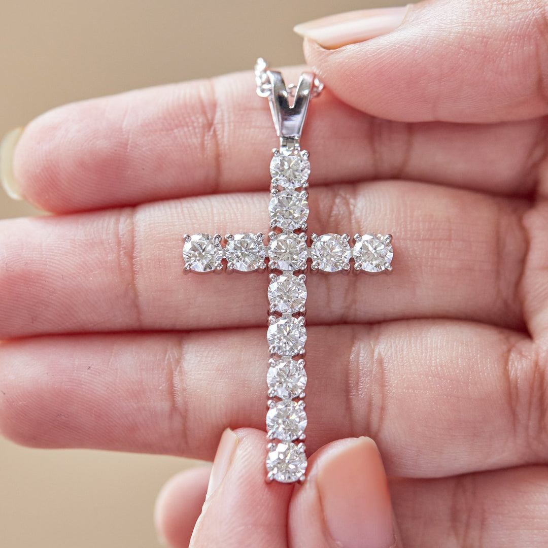 3 Ct Diamond Cross Pendant Necklace 925 Silver - Dewberry Diamonds