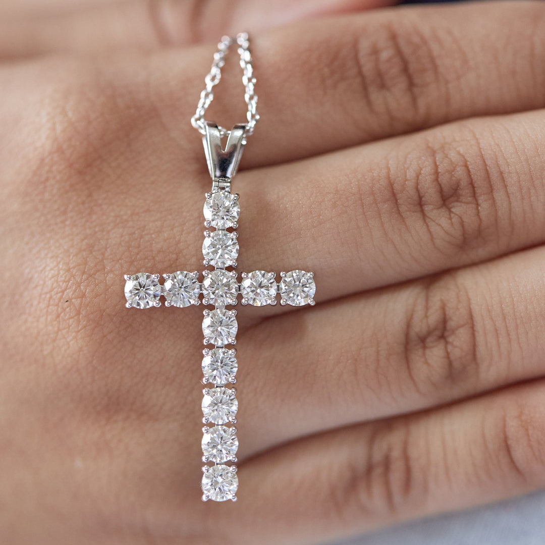 3 Ct Diamond Cross Pendant Necklace 925 Silver - Dewberry Diamonds