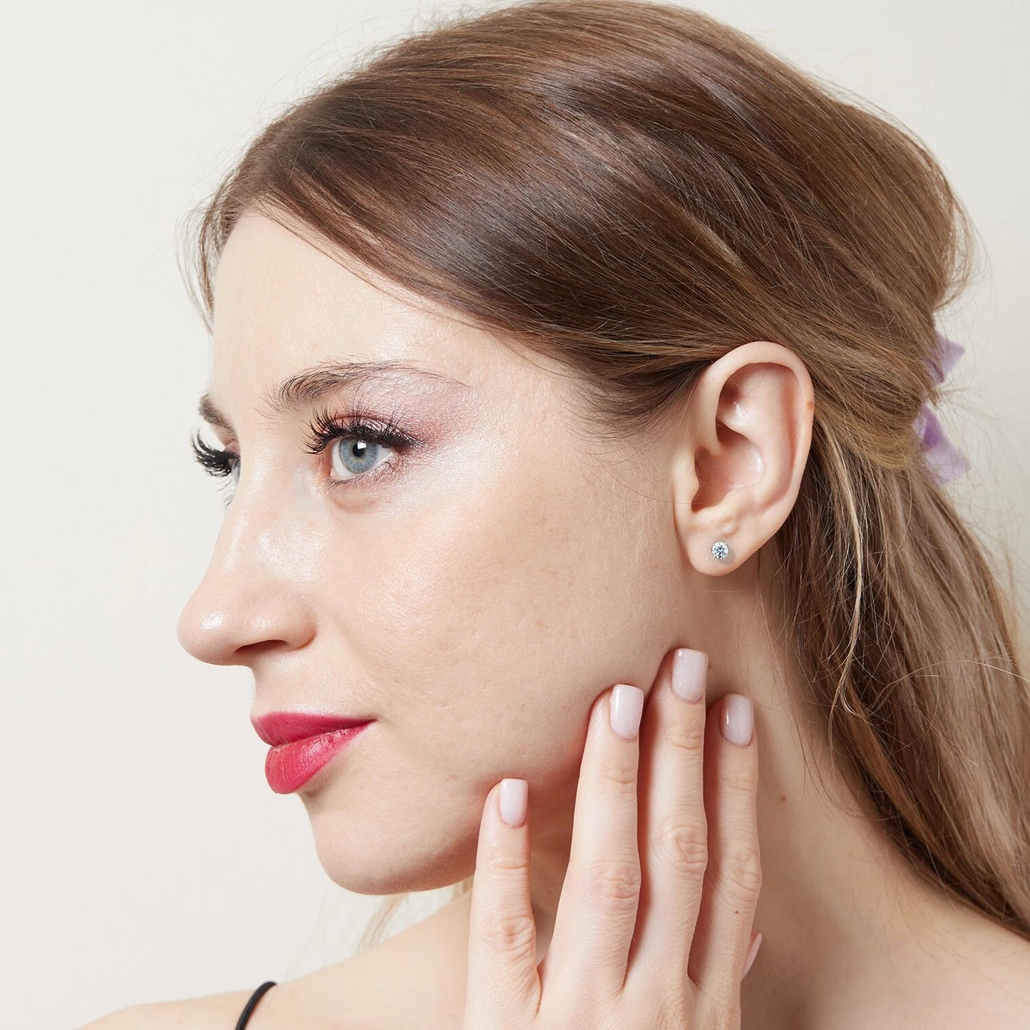 Solitaire Push Back Stud Earring