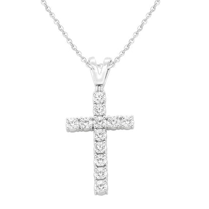 3.00 Ct Lab Grown Diamond 925 Silver Cross Pendant Necklace - Dewberry Diamonds