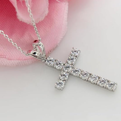 3.00 Ct Lab Grown Diamond 925 Silver Cross Pendant Necklace - Dewberry Diamonds