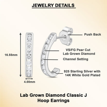 3/8 Cttw Lab Grown Diamond J Hoop Earrings - Dewberry Diamonds