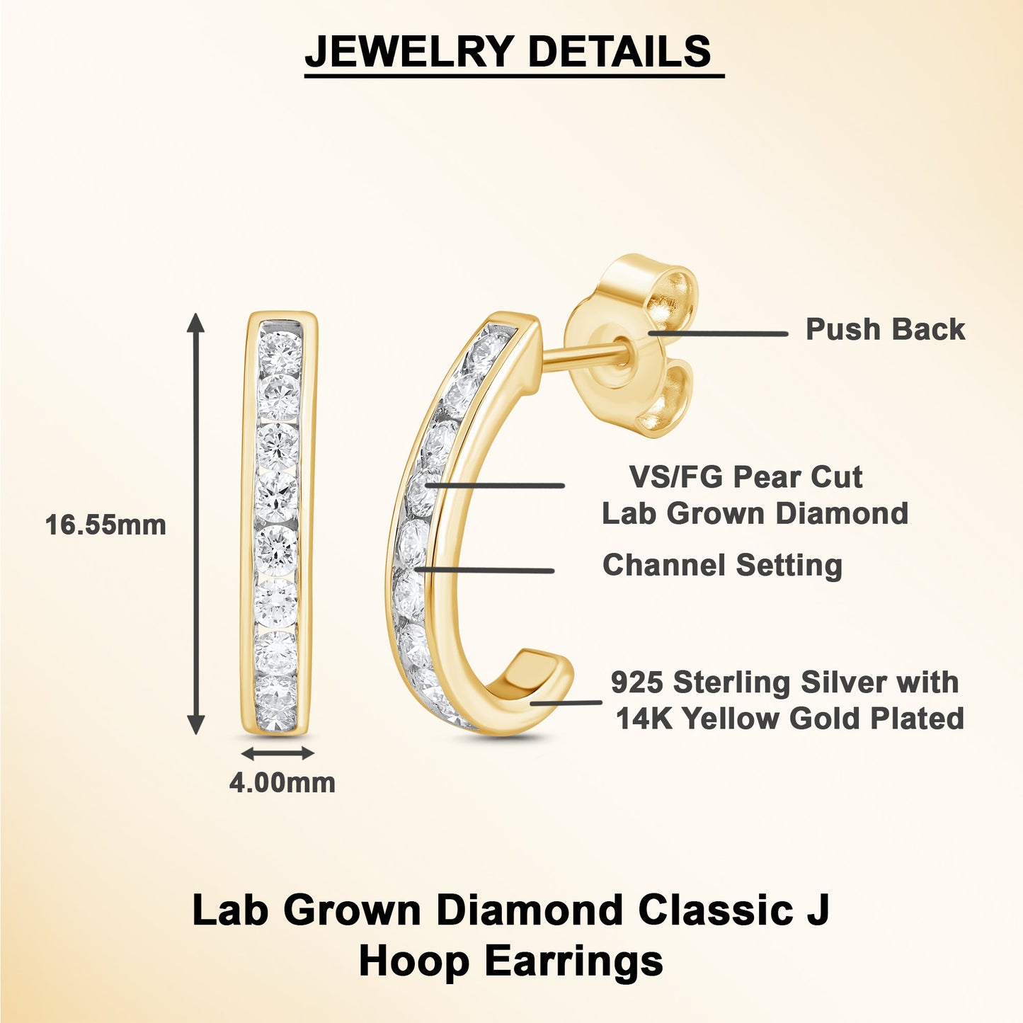 3/8 Cttw Lab Grown Diamond J Hoop Earrings - Dewberry Diamonds