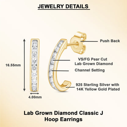 3/8 Cttw Lab Grown Diamond J Hoop Earrings - Dewberry Diamonds