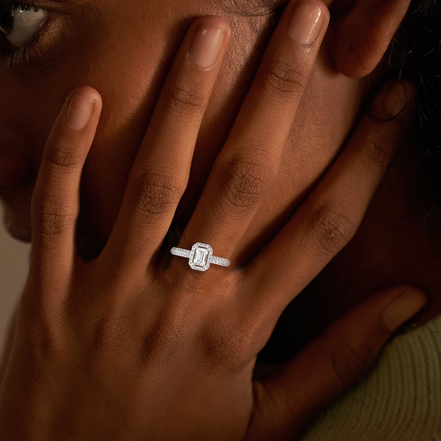 1.00 CT Lab Grown Diamond Halo Engagement Ring