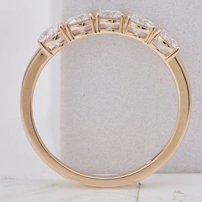 Women’s 1 CT Five Stone Diamond Wedding Band in 14K Yellow Gold