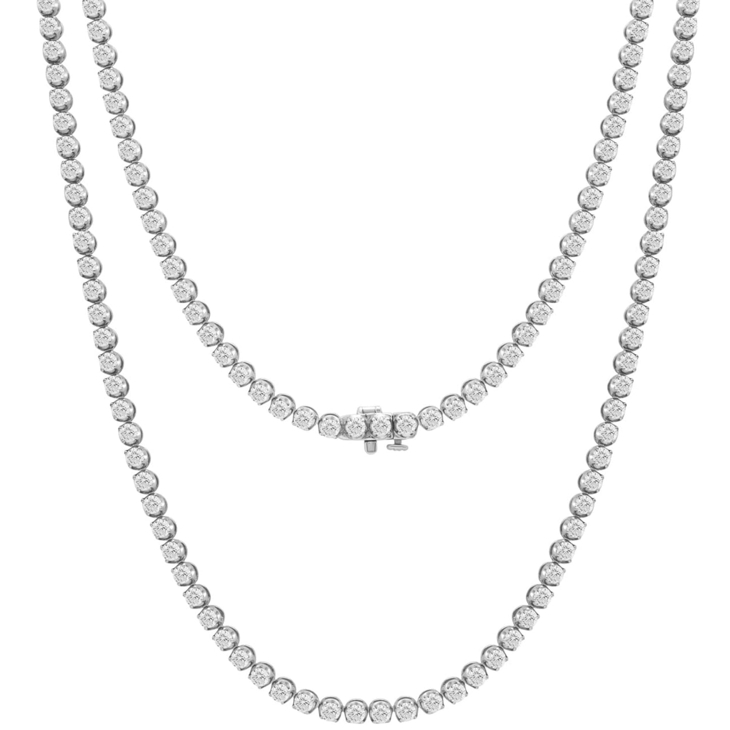 925 Silver 14K White Gold Plated Lab Grown Diamond Tennis Necklace