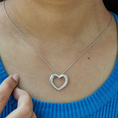 0.50 Ct Lab Grown Diamond Open Heart Pendant Necklace