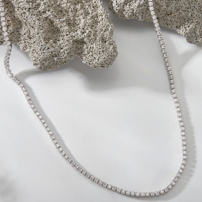 14K White Gold Round Cut Diamond Tennis Necklace