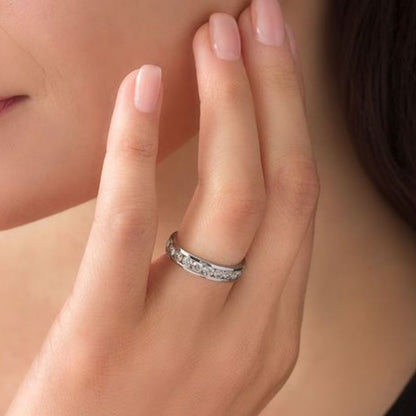 Women’s 1 Ct Diamond Half Eternity Wedding Band in 14K White Gold
