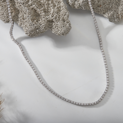 925 Silver 14K White Gold Plated Lab Grown Diamond Tennis Necklace