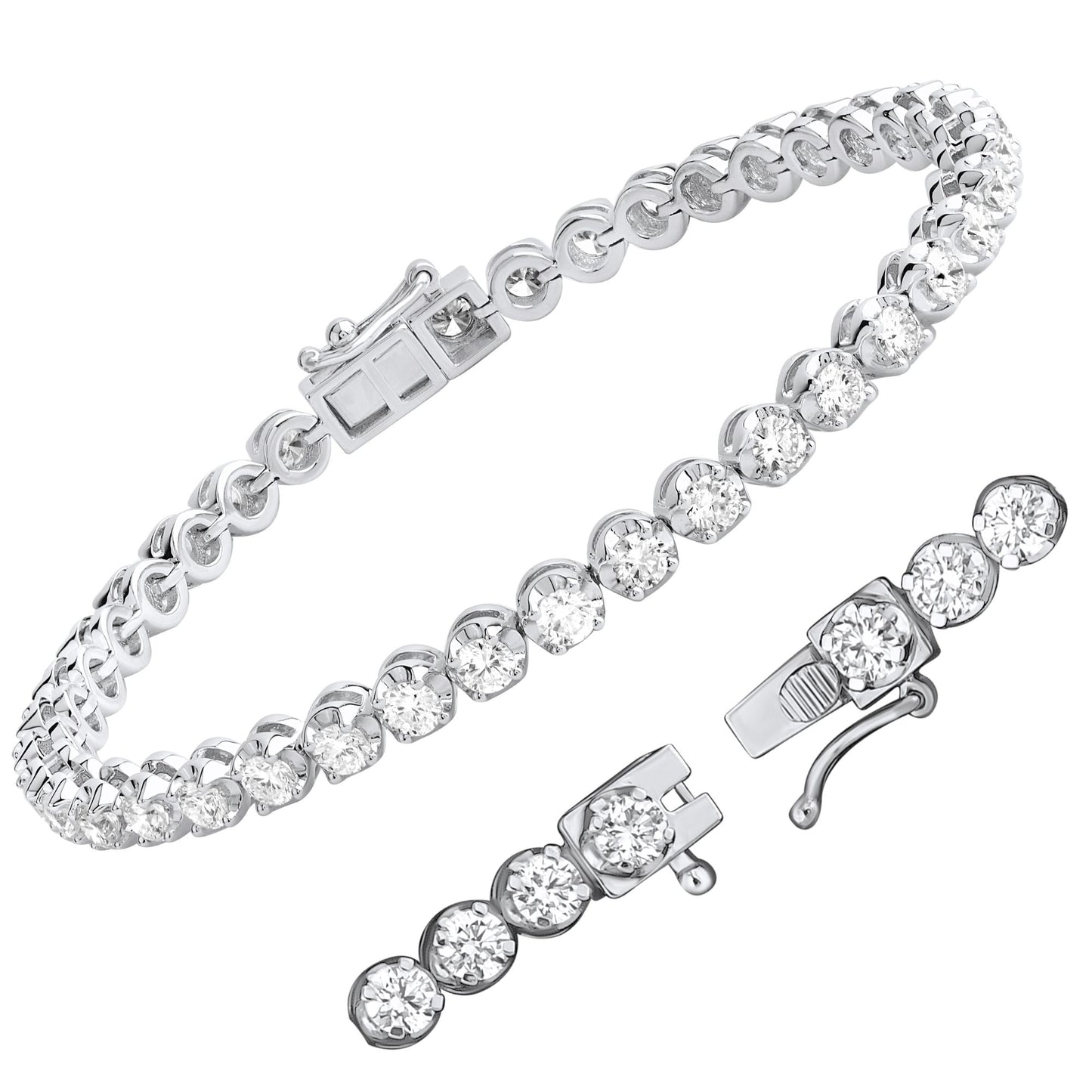 4 Ct Lab Grown Diamond 925 Silver Tennis Bracelet - Dewberry Diamonds