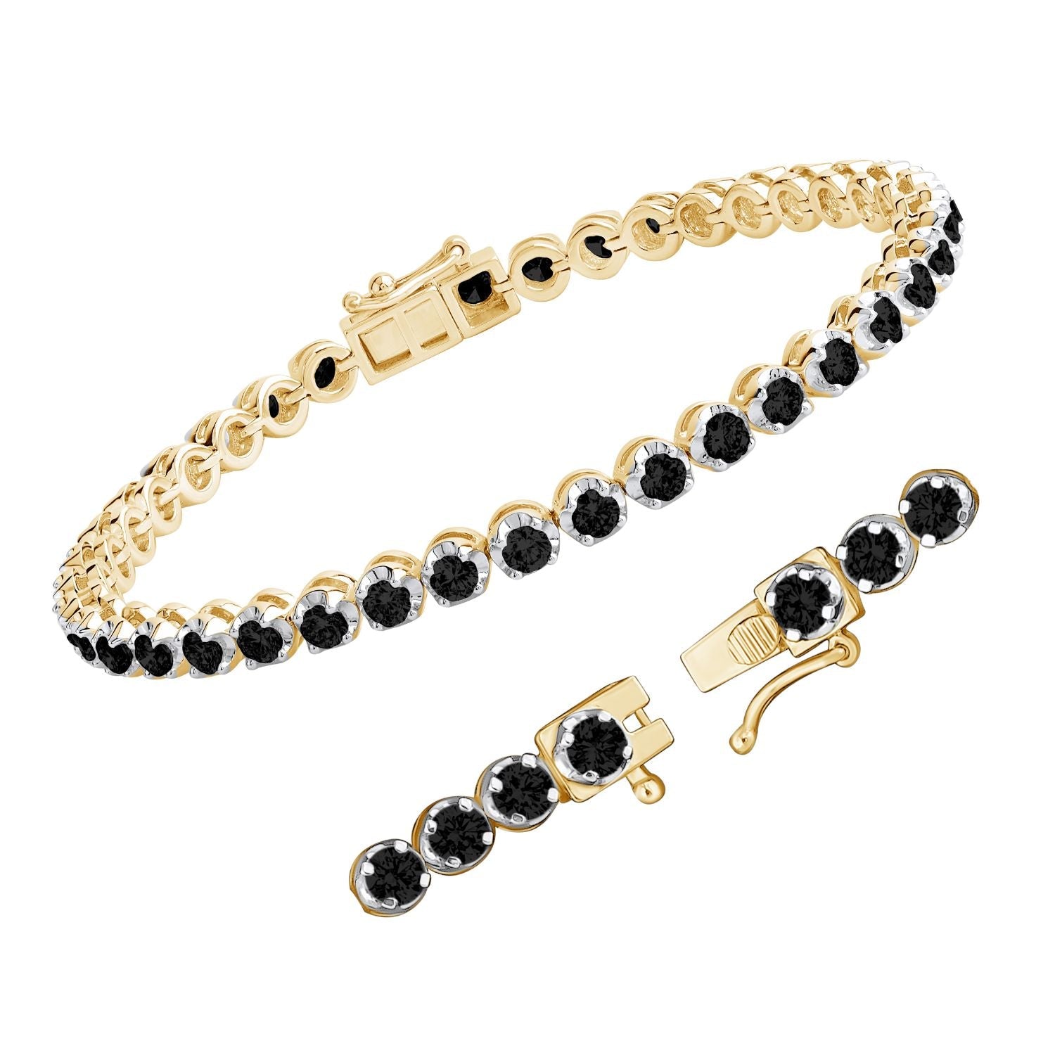 4 CT Round Cut Black Diamond Tennis Bracelet 7 Inch - Dewberry Diamonds
