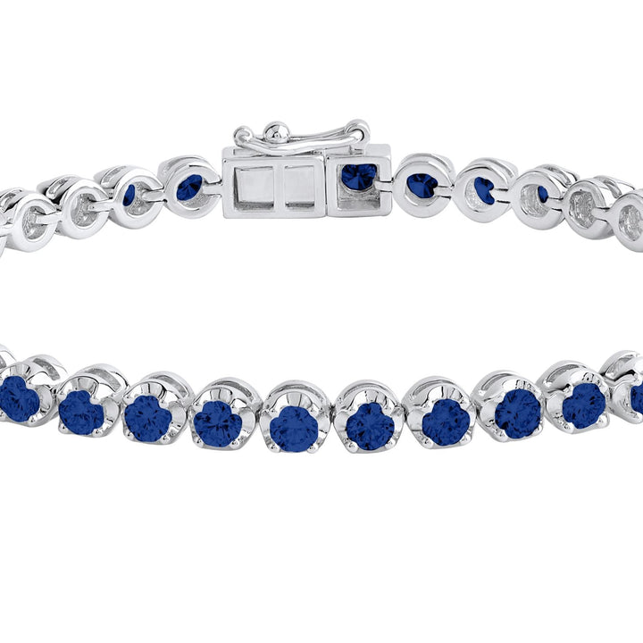 4 CT Round Cut Natural Blue Sapphire 7 Inch Tennis Bracelet - Dewberry Diamonds