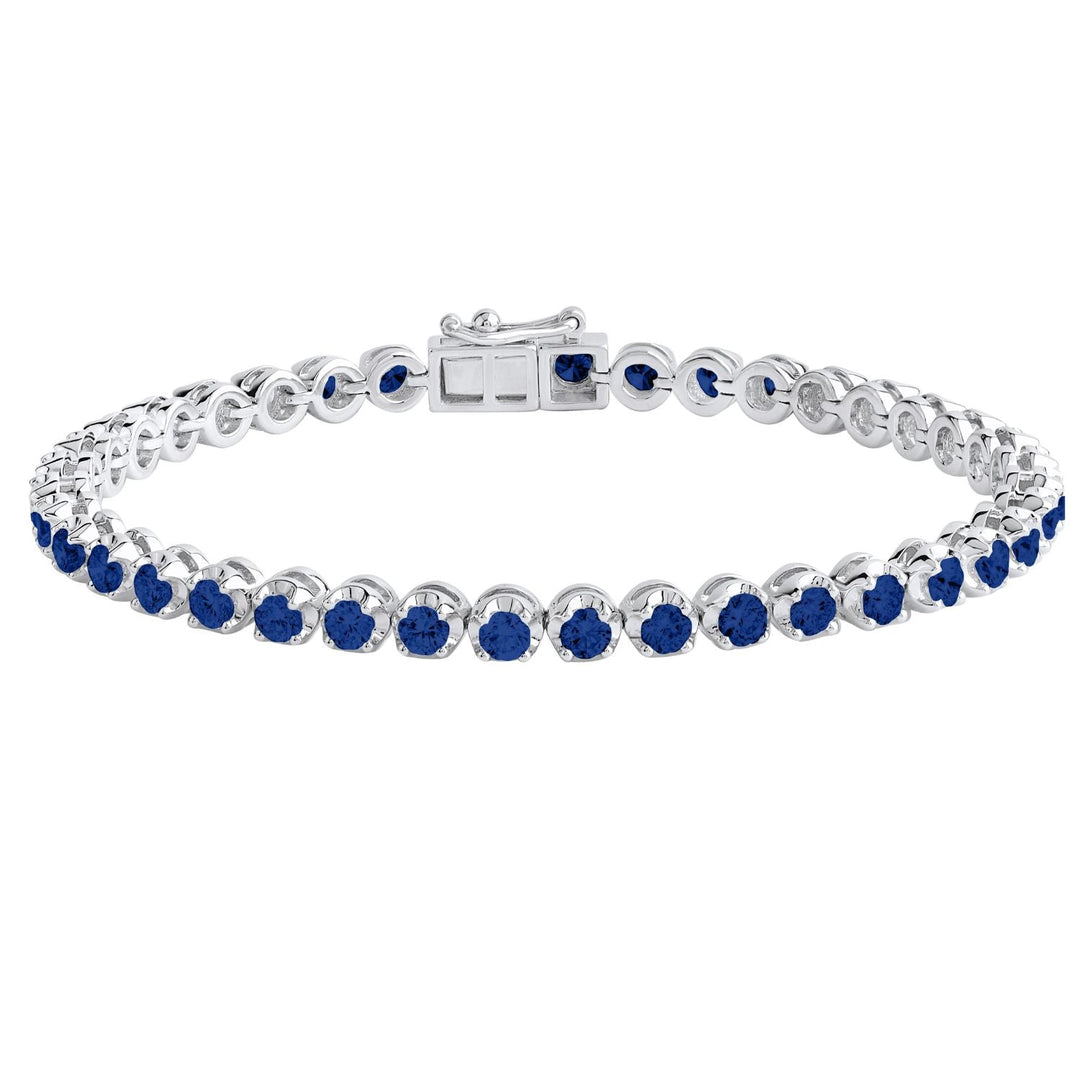 4 CT Round Cut Natural Blue Sapphire 7 Inch Tennis Bracelet - Dewberry Diamonds