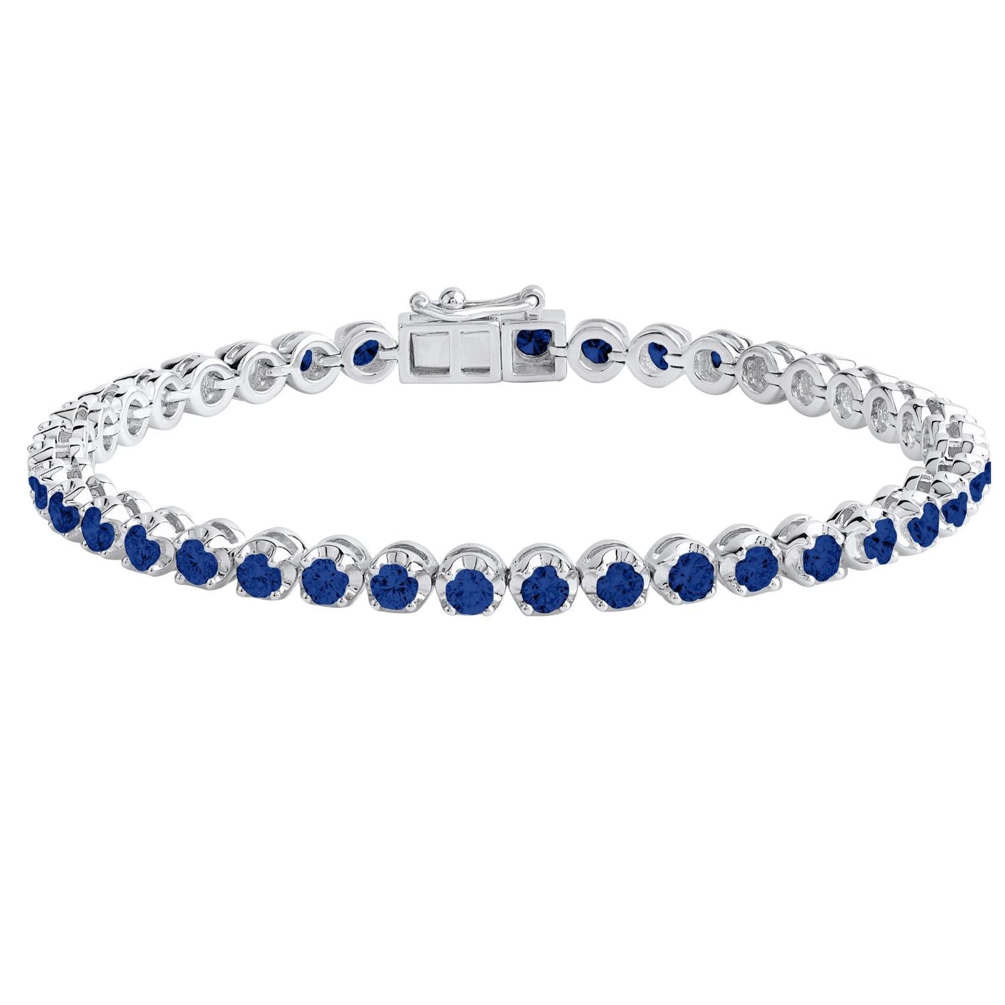 4 CT Round Cut Natural Blue Sapphire 7 Inch Tennis Bracelet - Dewberry Diamonds