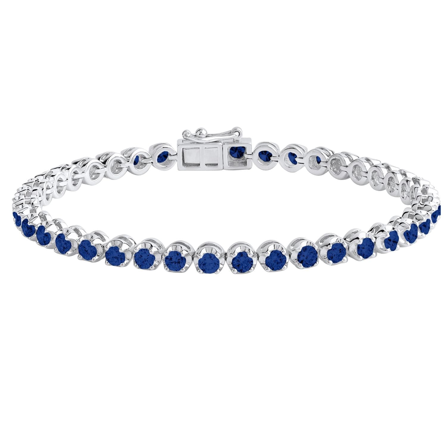 4 CT Round Cut Natural Blue Sapphire 7 Inch Tennis Bracelet - Dewberry Diamonds
