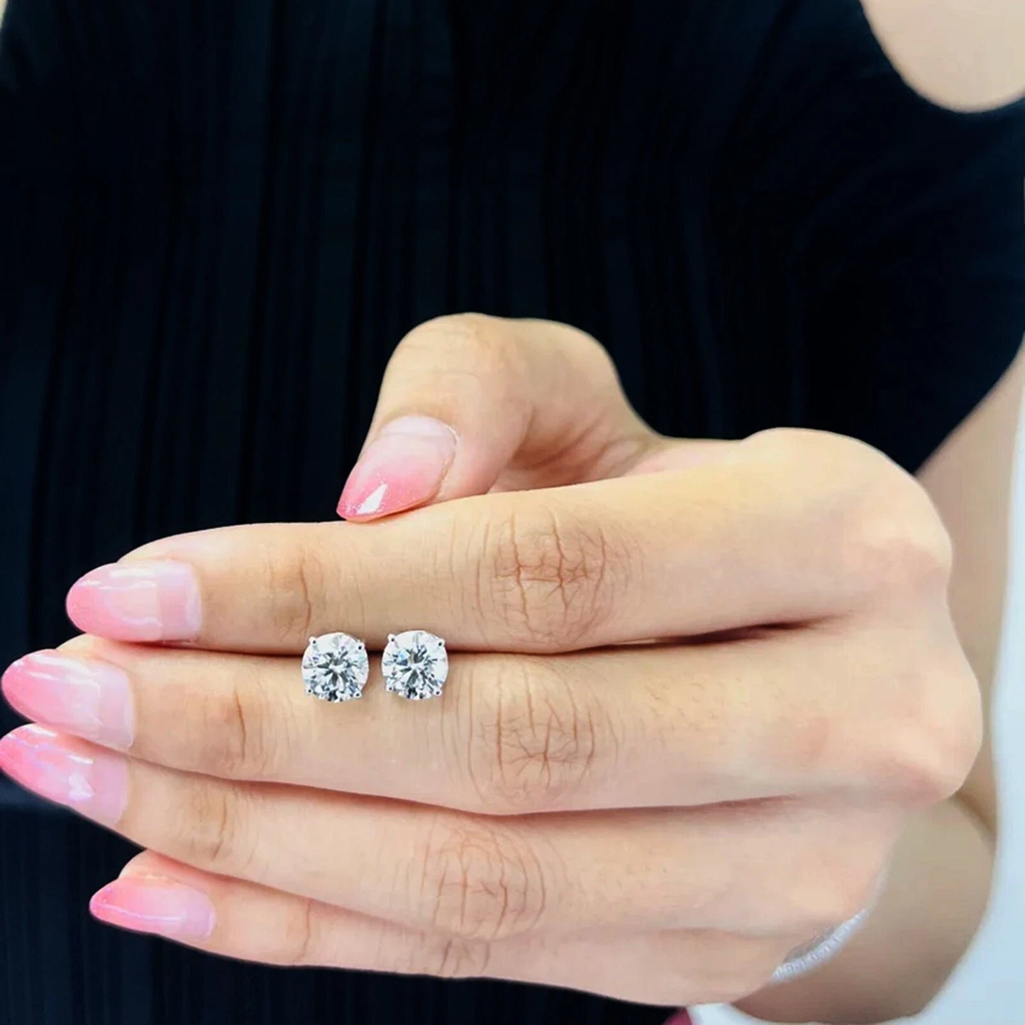 Solitaire Push Back Stud Earring