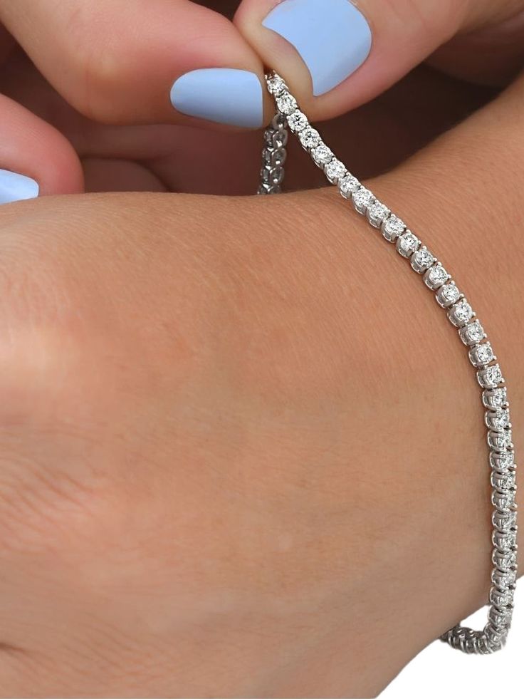4 Ct Round Cut Lab Grown Diamond 925 Silver Tennis Bracelet