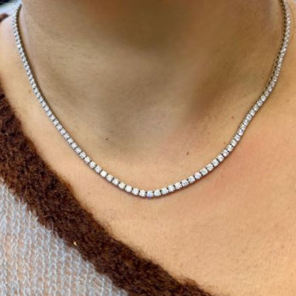 925 Silver 14K White Gold Plated Lab Grown Diamond Tennis Necklace