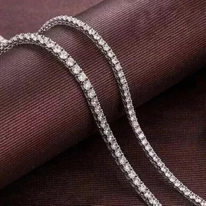 10K White Gold Tennis Riviera Necklace 9.80 Ct Round Diamonds