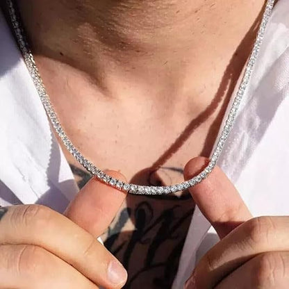 925 Silver 14K White Gold Plated Lab Grown Diamond Tennis Necklace