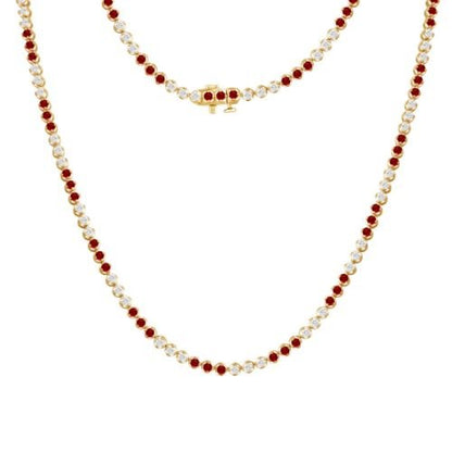 6.70 Ct 925 Silver Lab Grown Alternative Diamond Ruby Tennis Necklace - Dewberry Diamonds