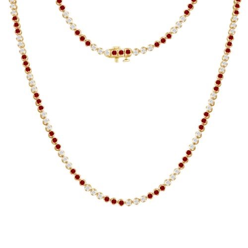 6.70 Ct 925 Silver Lab Grown Alternative Diamond Ruby Tennis Necklace - Dewberry Diamonds