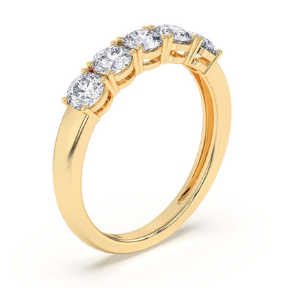 Women’s 1 CT Five Stone Diamond Wedding Band in 14K Yellow Gold