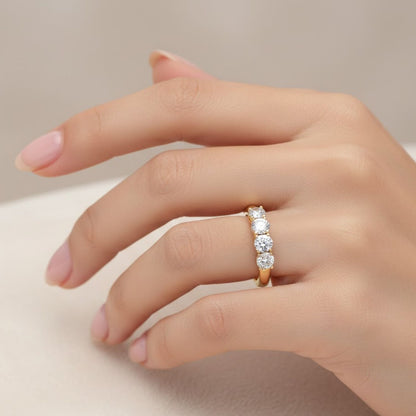 Women’s 1 CT Five Stone Diamond Wedding Band in 14K Yellow Gold