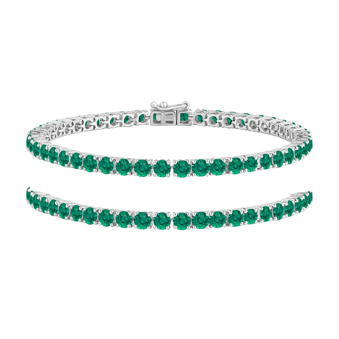 7.50 Ct Round Cut Natural Green Emerald Tennis Bracelets - Dewberry Diamonds