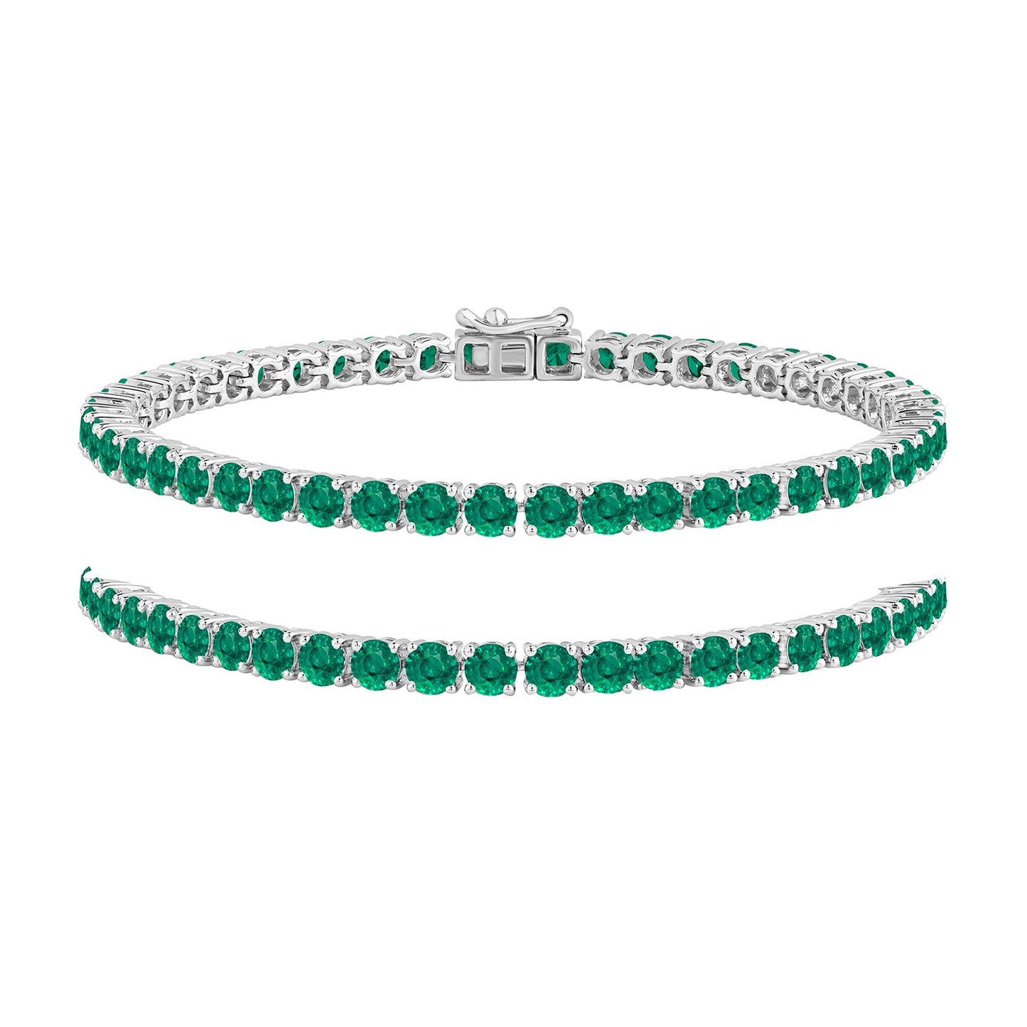 7.50 Ct Round Cut Natural Green Emerald Tennis Bracelets - Dewberry Diamonds