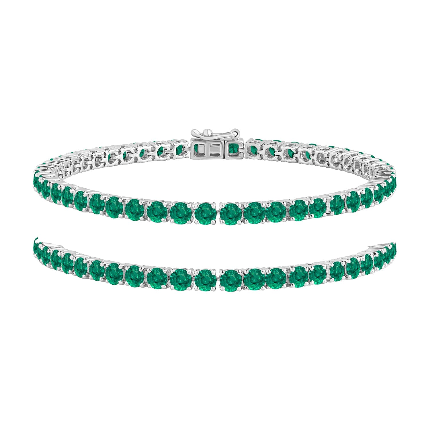 7.50 Ct Round Cut Natural Green Emerald Tennis Bracelets - Dewberry Diamonds