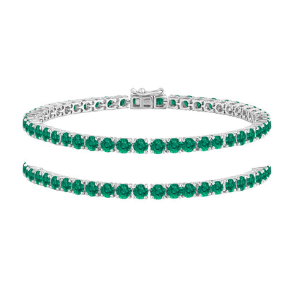 7.50 Ct Round Cut Natural Green Emerald Tennis Bracelets - Dewberry Diamonds
