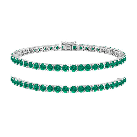 7.50 Ct Round Cut Natural Green Emerald Tennis Bracelets - Dewberry Diamonds