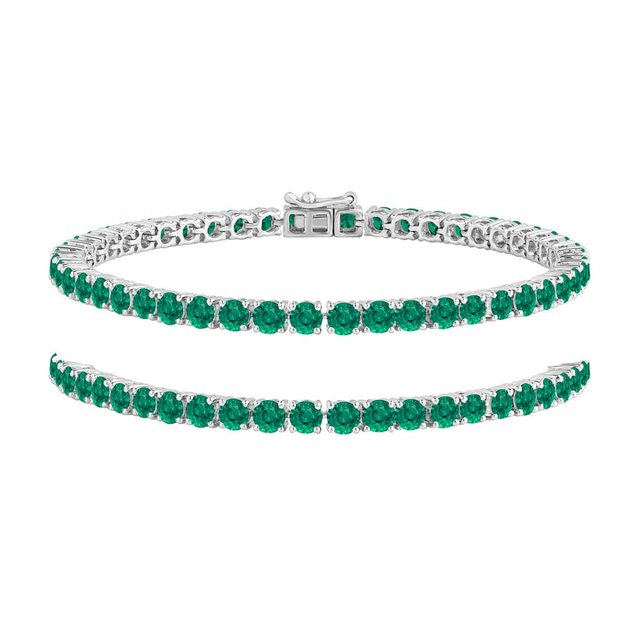 7.50 Ct Round Cut Natural Green Emerald Tennis Bracelets - Dewberry Diamonds