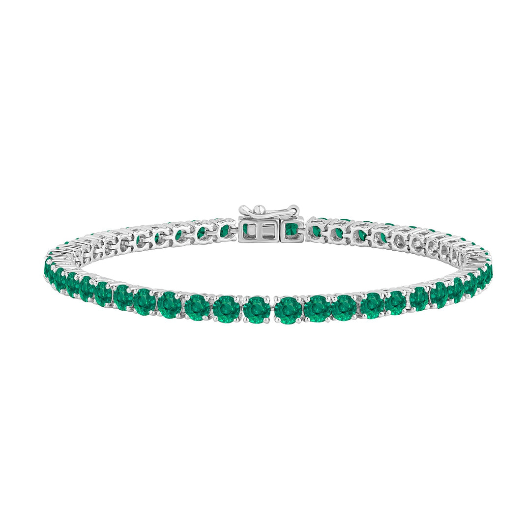 7.50 Ct Round Cut Natural Green Emerald Tennis Bracelets - Dewberry Diamonds