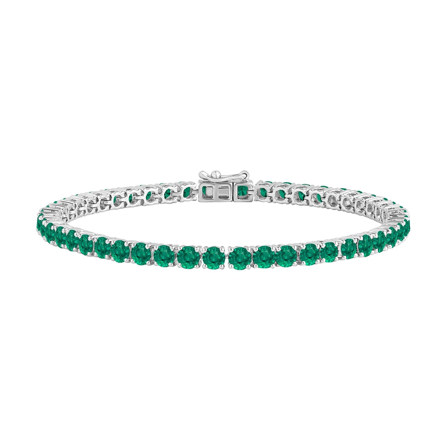 7.50 Ct Round Cut Natural Green Emerald Tennis Bracelets - Dewberry Diamonds
