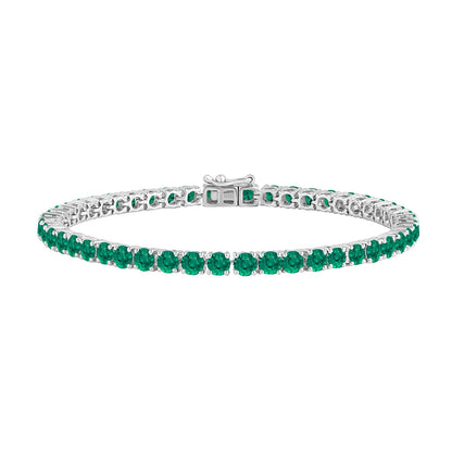 7.50 Ct Round Cut Natural Green Emerald Tennis Bracelets - Dewberry Diamonds