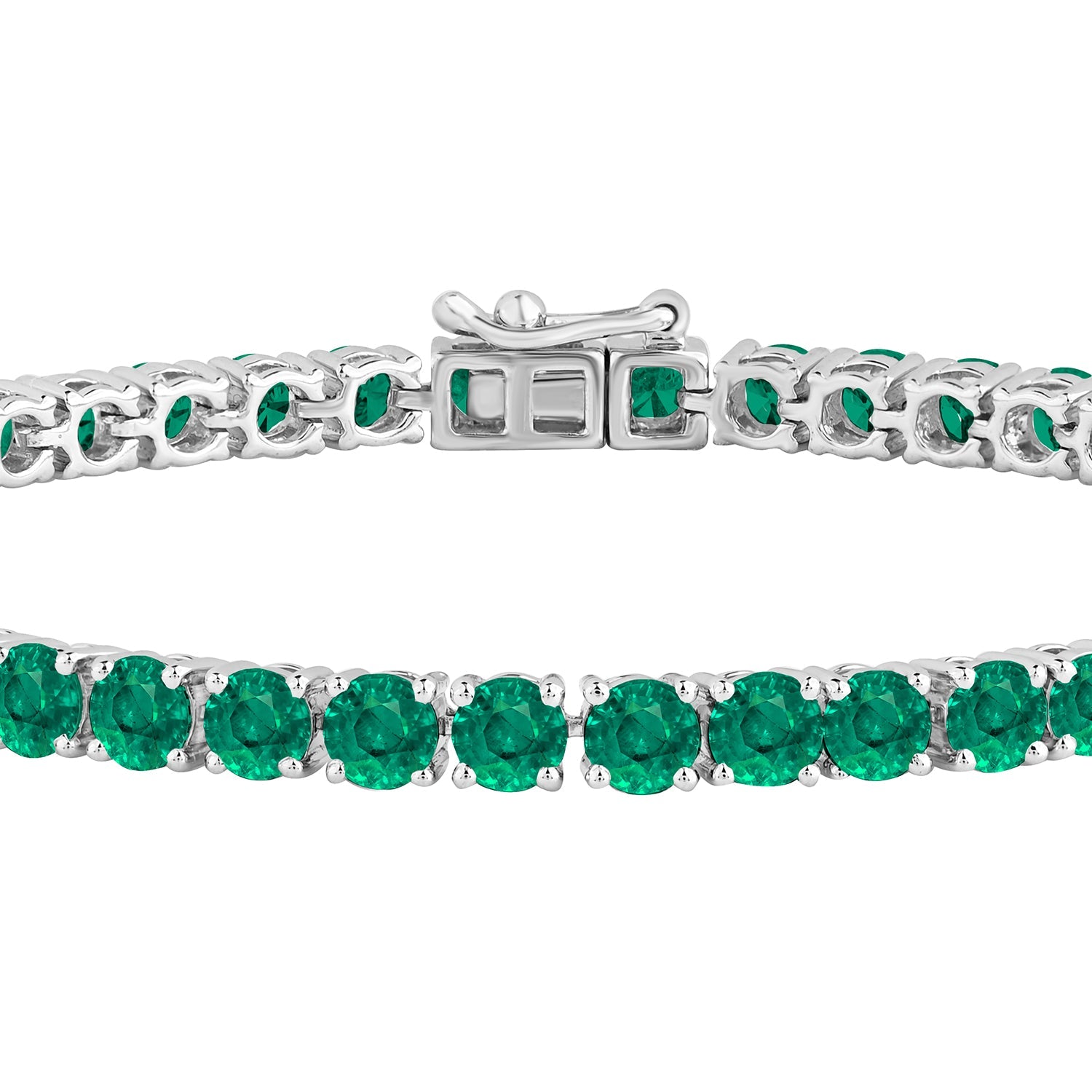 7.50 Ct Round Cut Natural Green Emerald Tennis Bracelets - Dewberry Diamonds