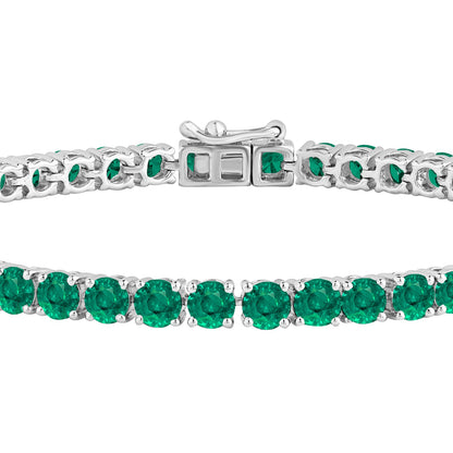7.50 Ct Round Cut Natural Green Emerald Tennis Bracelets - Dewberry Diamonds