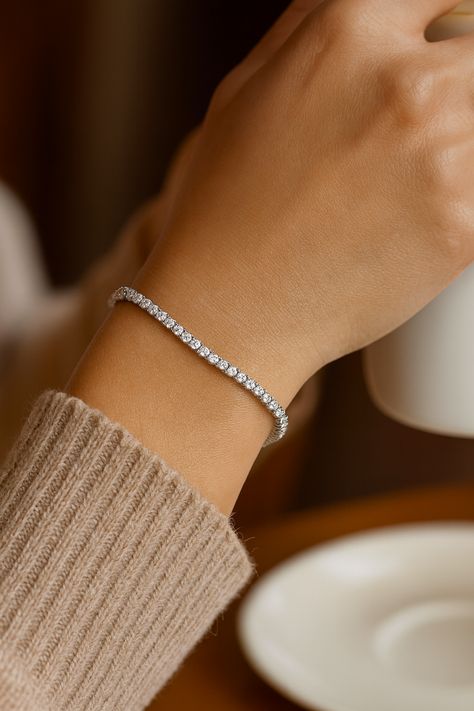 4 Ct Round Cut Lab Grown Diamond 925 Silver Tennis Bracelet
