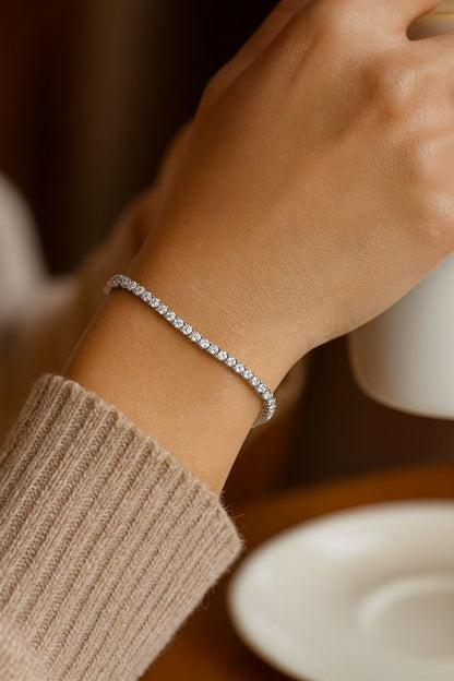 4 Ct Round Cut Lab Grown Diamond 925 Silver Tennis Bracelet