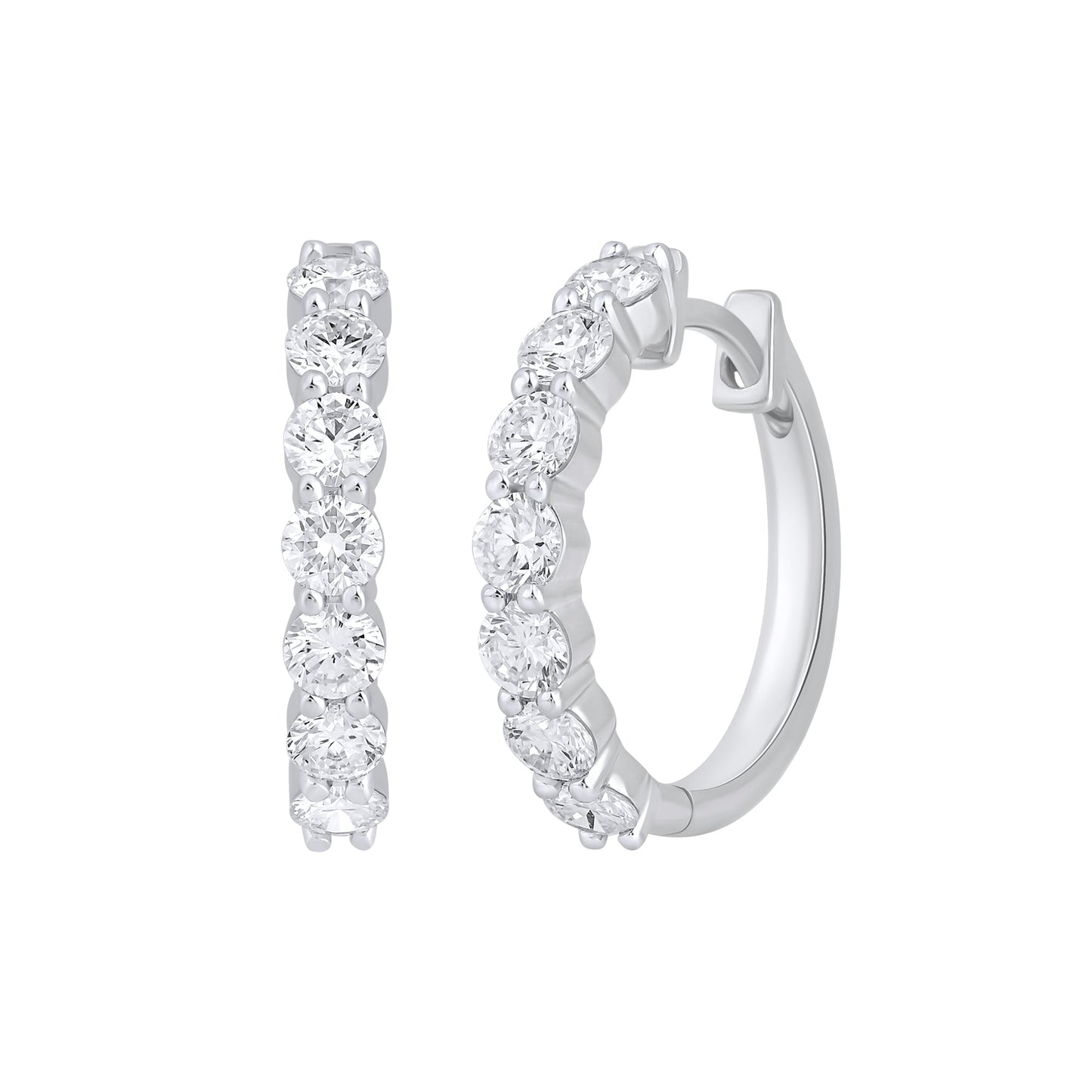 925 Silver 1.60 Ct Lab Grown Diamond Huggie Hoop Earrings - Dewberry Diamonds