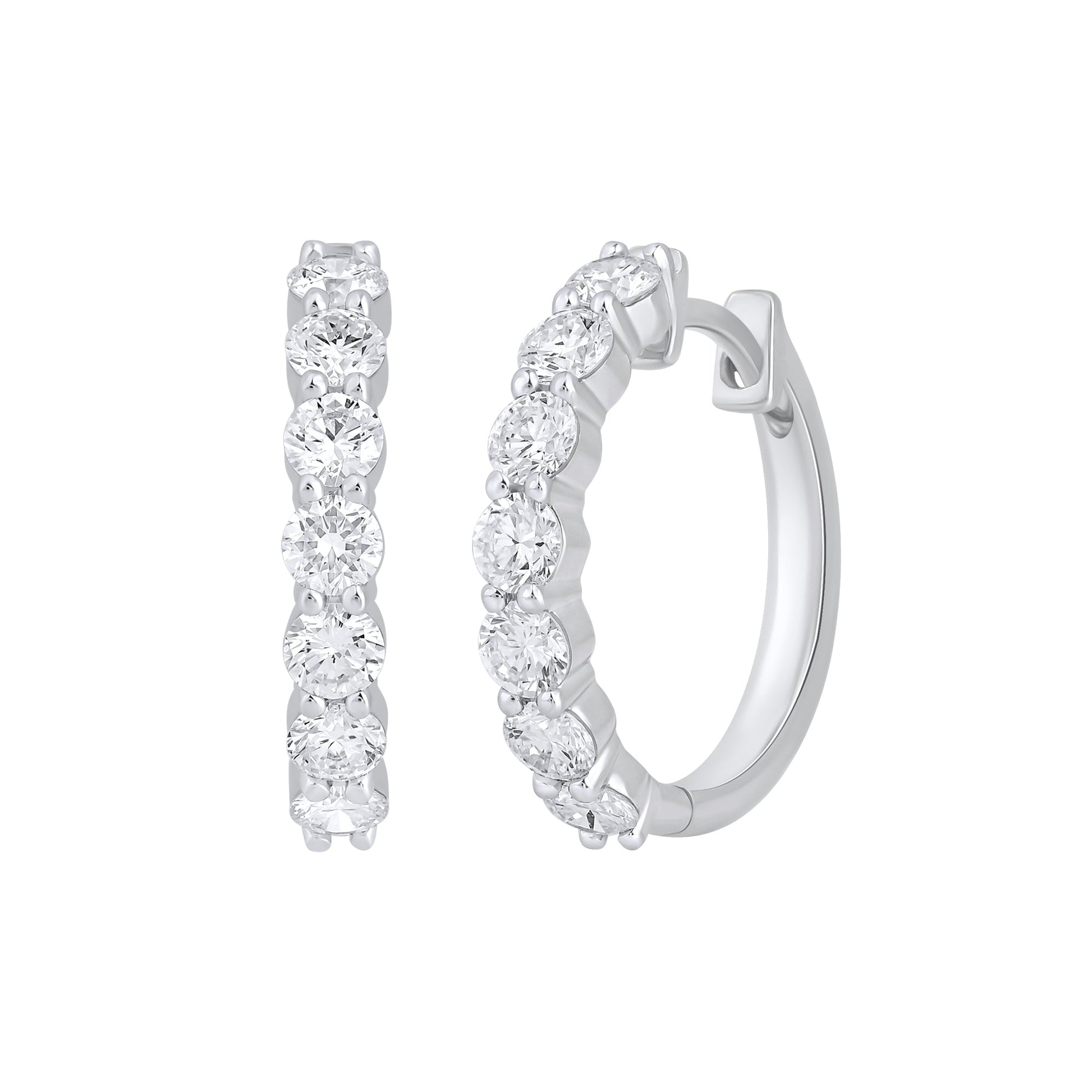 925 Silver 1.60 Ct Lab Grown Diamond Huggie Hoop Earrings - Dewberry Diamonds