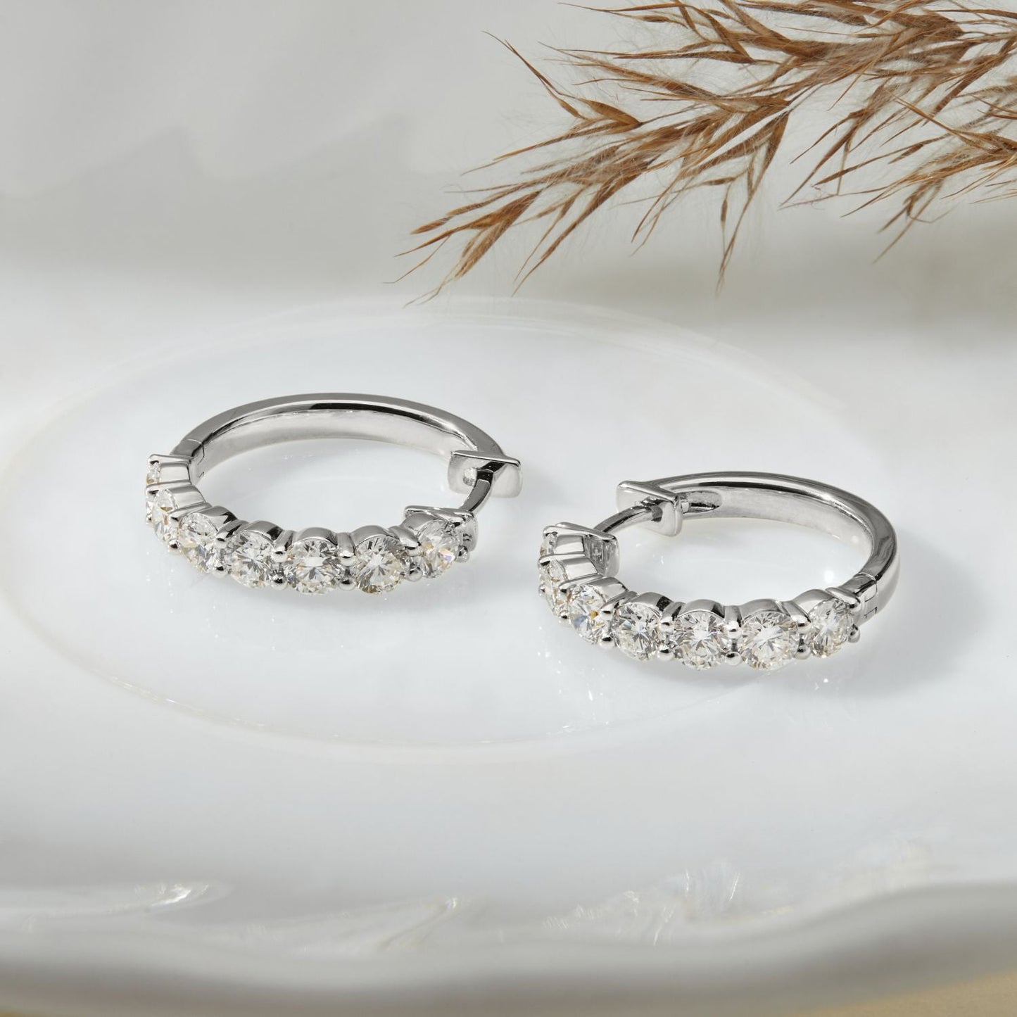 925 Silver 1.60 Ct Lab Grown Diamond Huggie Hoop Earrings - Dewberry Diamonds