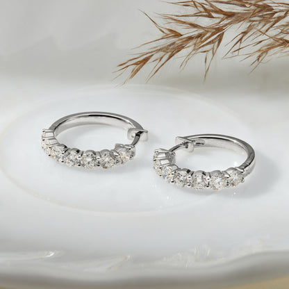 925 Silver 1.60 Ct Lab Grown Diamond Huggie Hoop Earrings - Dewberry Diamonds