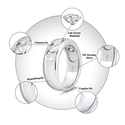 925 Silver 2.50 CT Men’s Diamond Wedding Band - Dewberry Diamonds