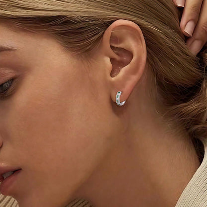925 Silver Lab-Grown Channel-Set Emerald Hoop Earrings - Dewberry Diamonds